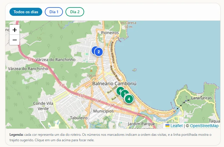 Mapa de passeios em BC